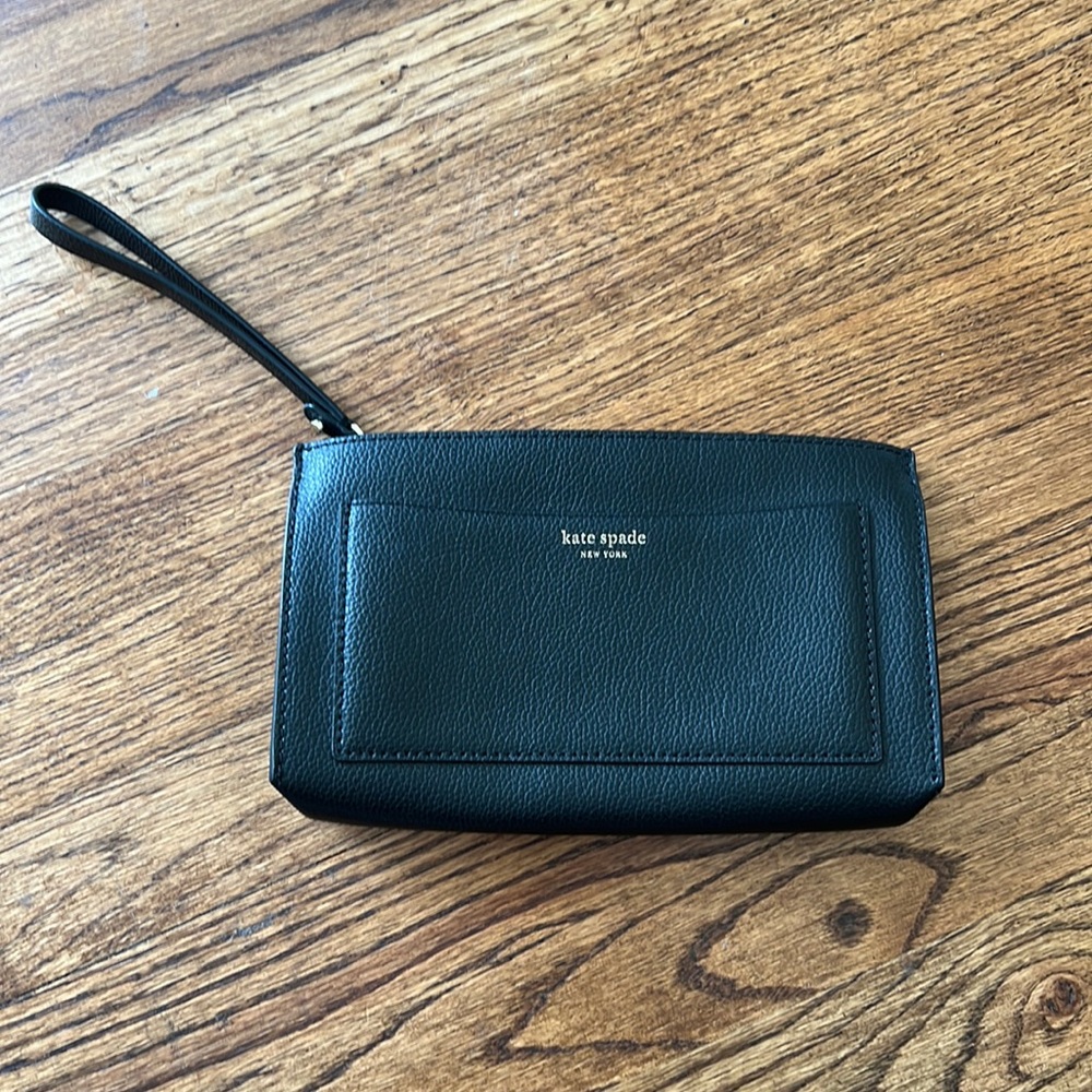 Black Leather Kate Spade Wristlet
